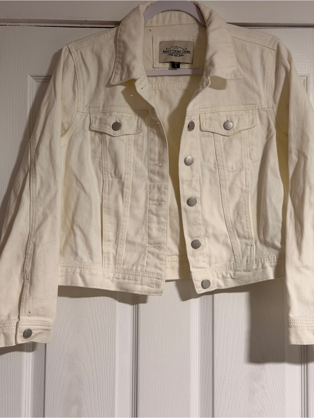 Ashley By 26 International Ivory Cotton Denim Jacket